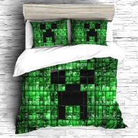 Housse Couette Minecraft Creeper Pixel